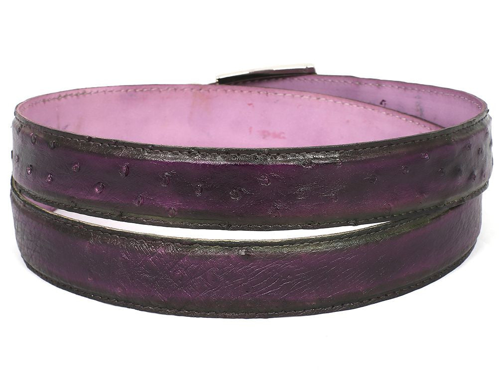 PAUL PARKMAN Men's Purple Genuine Ostrich Belt (ID#B04-PURP)