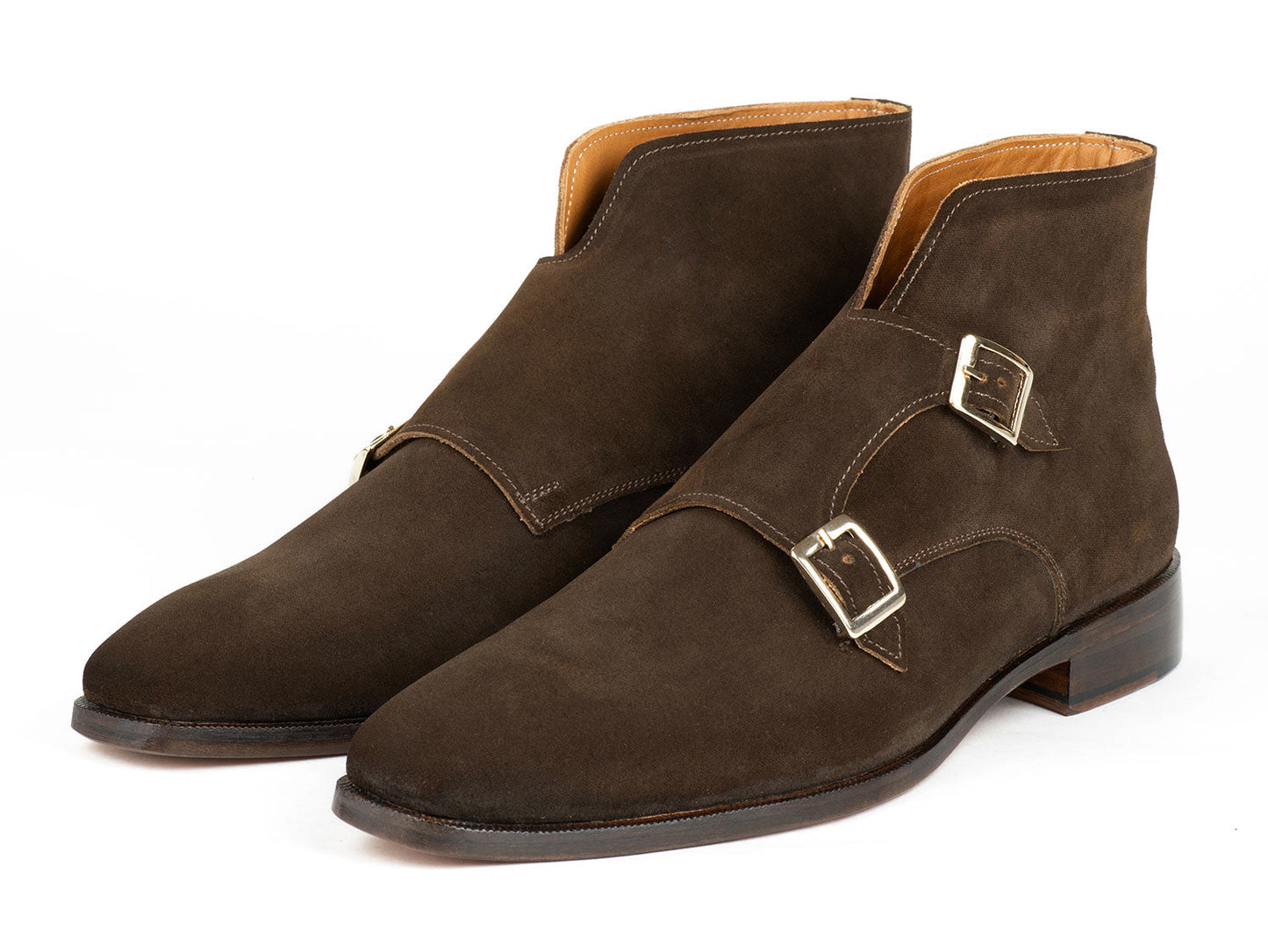 Paul Parkman Double Monkstrap Ankle Boots Brown Suede (ID#8154-SDB)