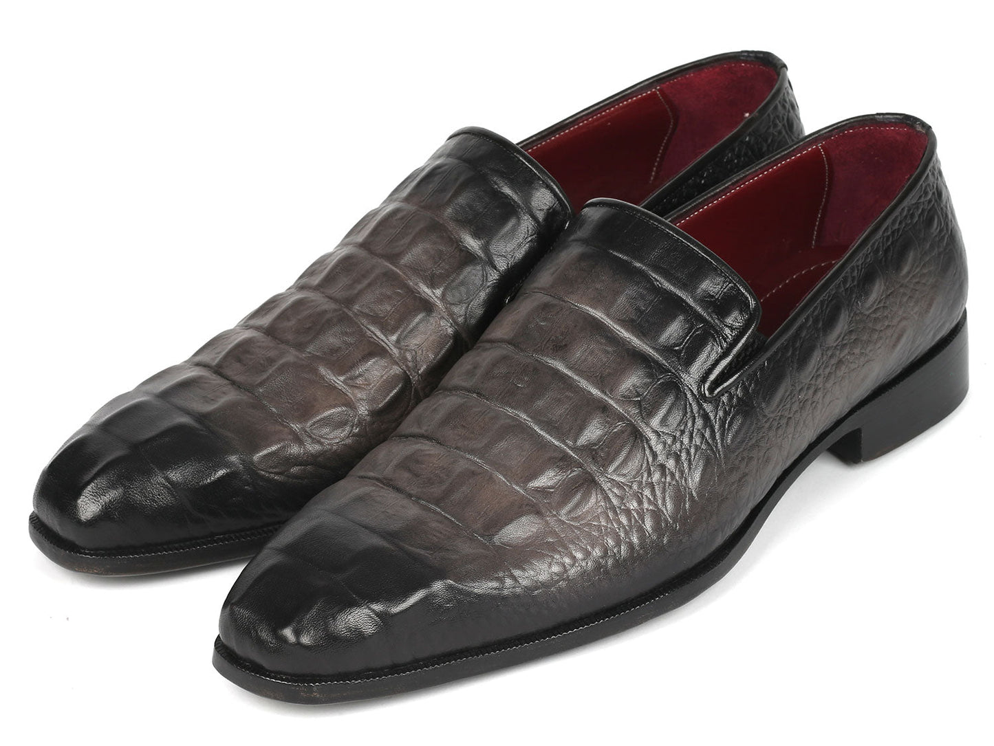 Paul Parkman Gray Crocodile Embossed Calfskin Loafers (ID#5576-GRY)