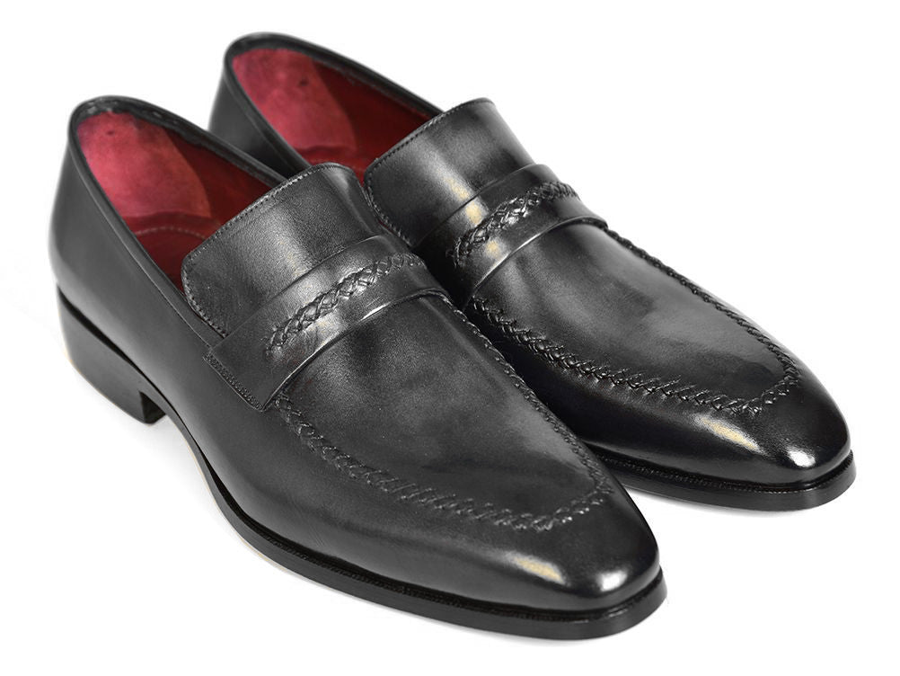 Paul Parkman Gray & Black Men's Loafers (ID#068-GRAY)