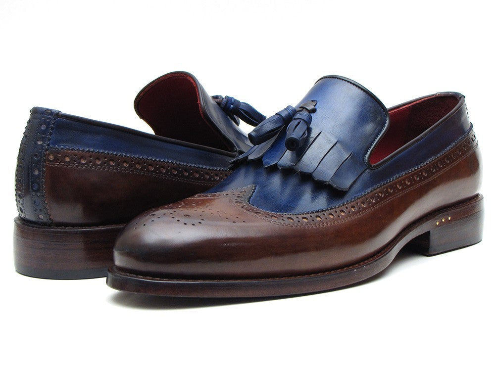 Paul Parkman Kiltie Tassel Loafer Dark Brown & Navy (ID#KT44BN)