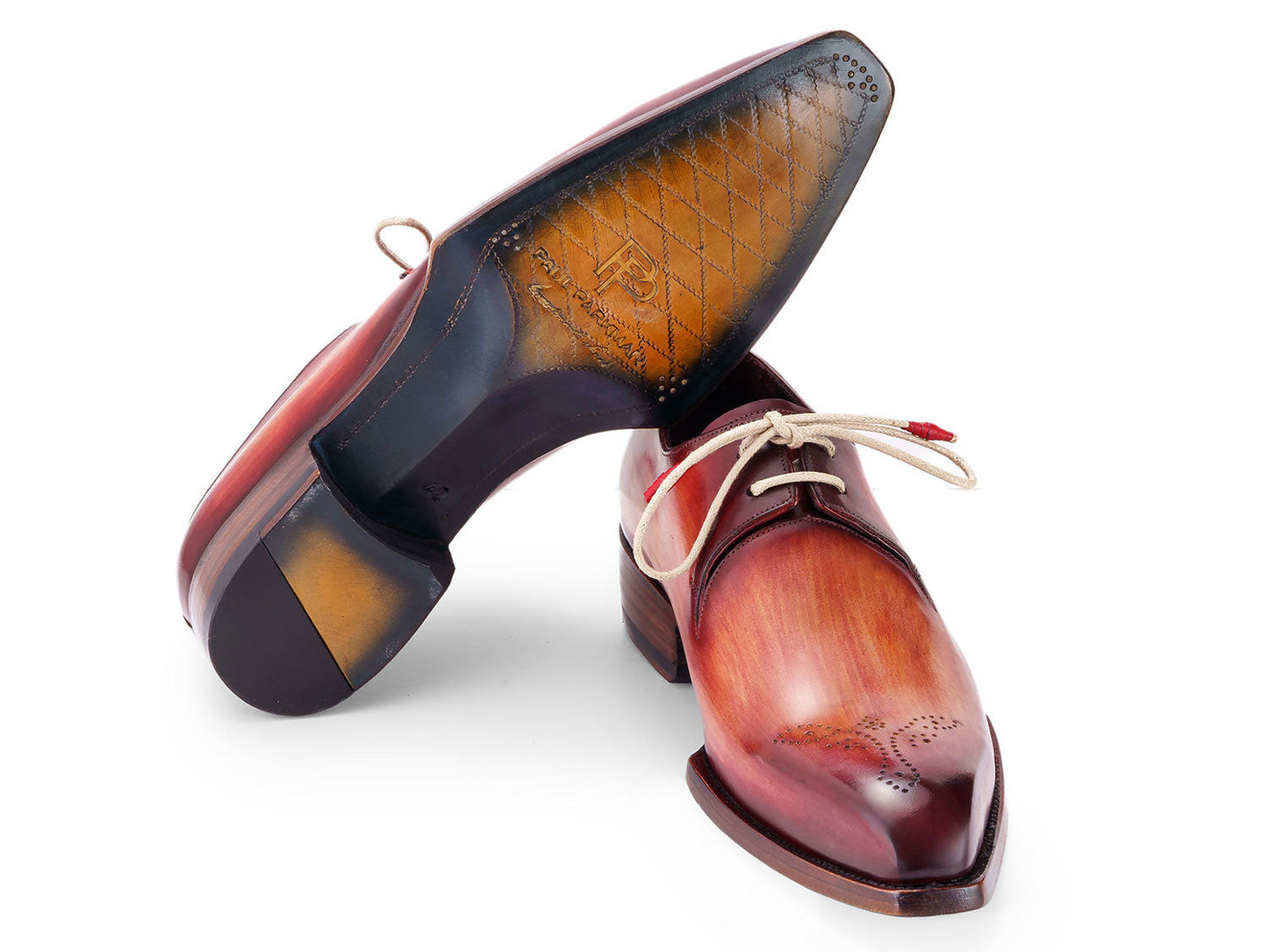 Paul Parkman Goodyear Welted Derby Shoes Reddish Brown (ID#468R21)