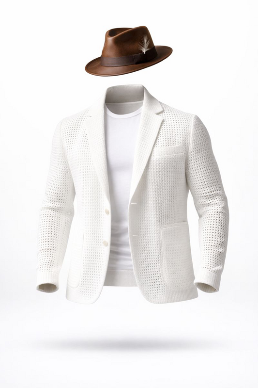 Perforated Knit Blazer – Ivory