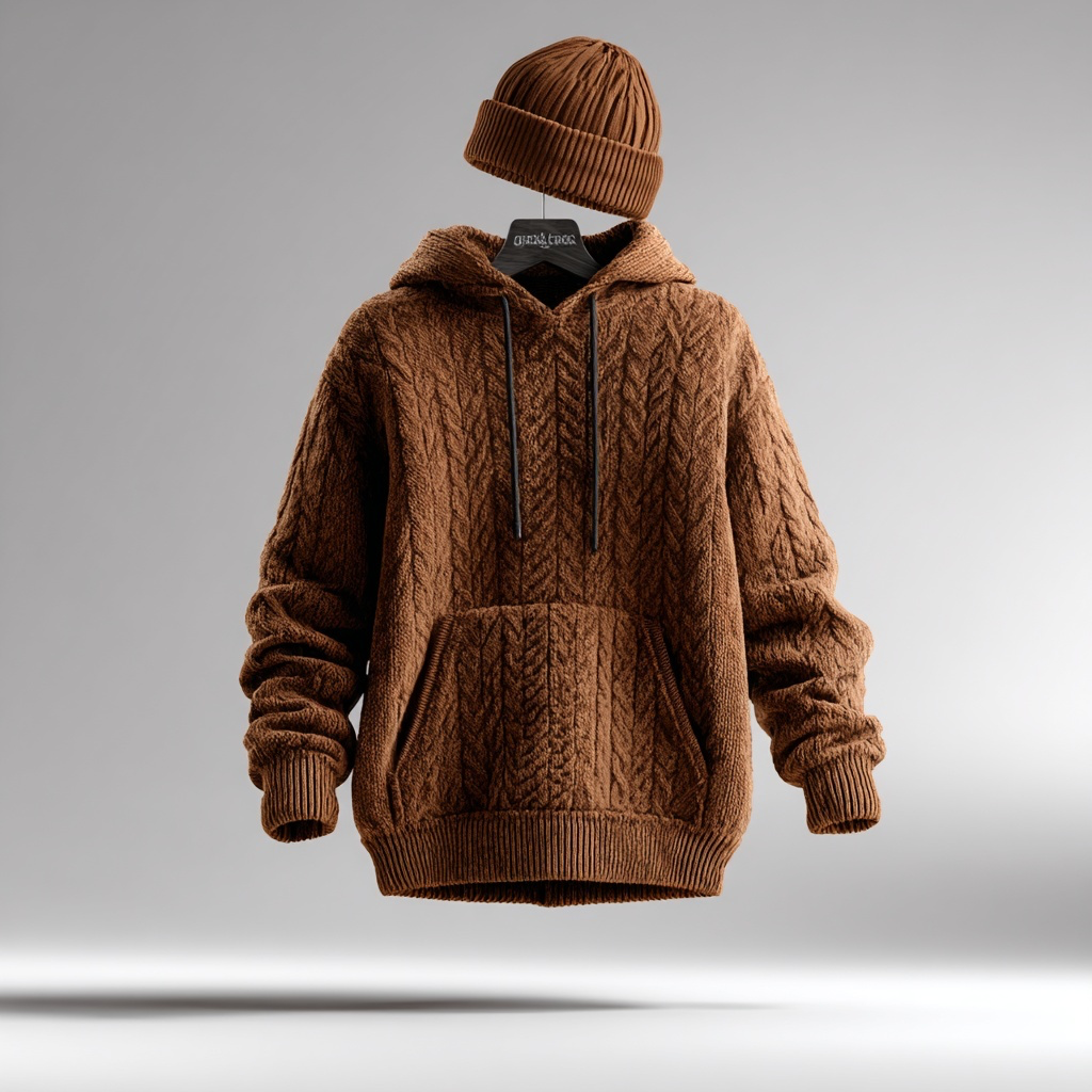 Strata Cable Knit Hoodie – Umber