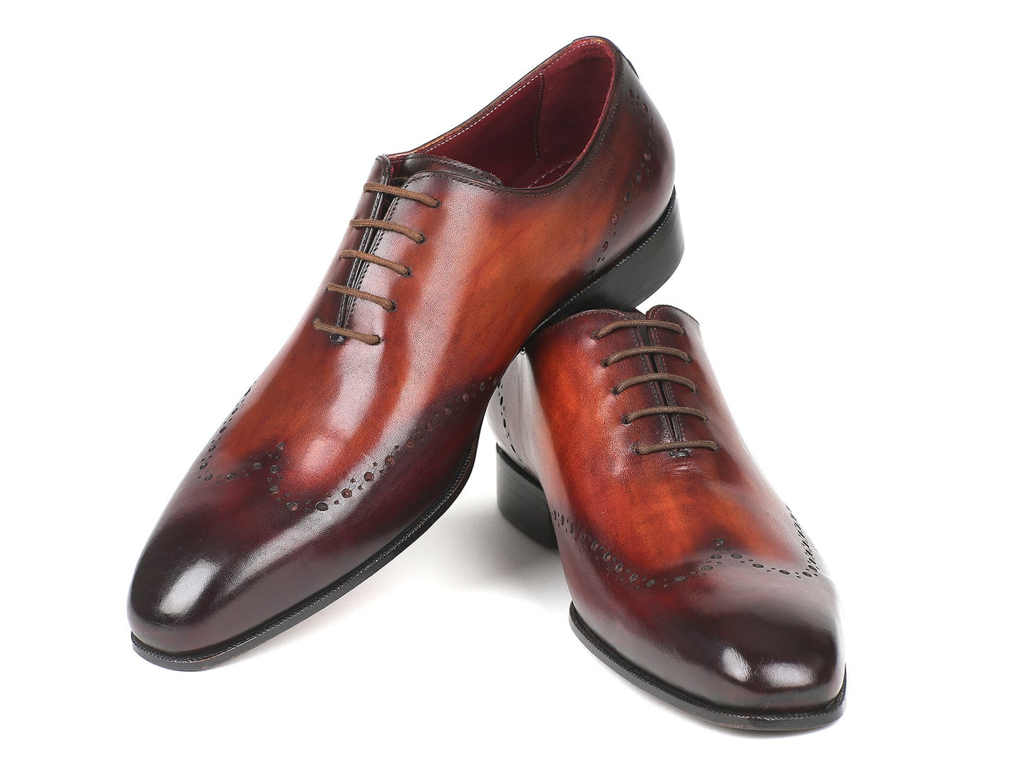 Paul Parkman Men's Brown & Bordeaux Wingtip Oxfords (ID#84BT76)